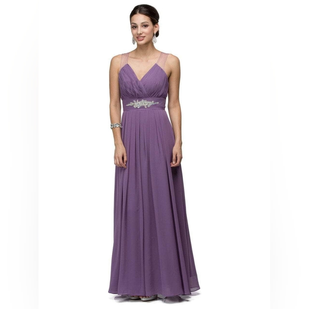 Illusion Back Ruched Long Dress